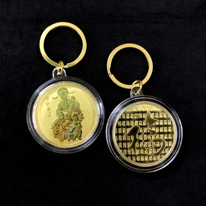 Móc khóa xu Thần Tài Vàng Dùng để trang trí chìa khóa, tăng tính thẩm mỹ, mang lại may mắn. Làm quà tặng dịp Lễ, Tết, kích thước 5cm, màu vàng - TMT Collection - SP000409