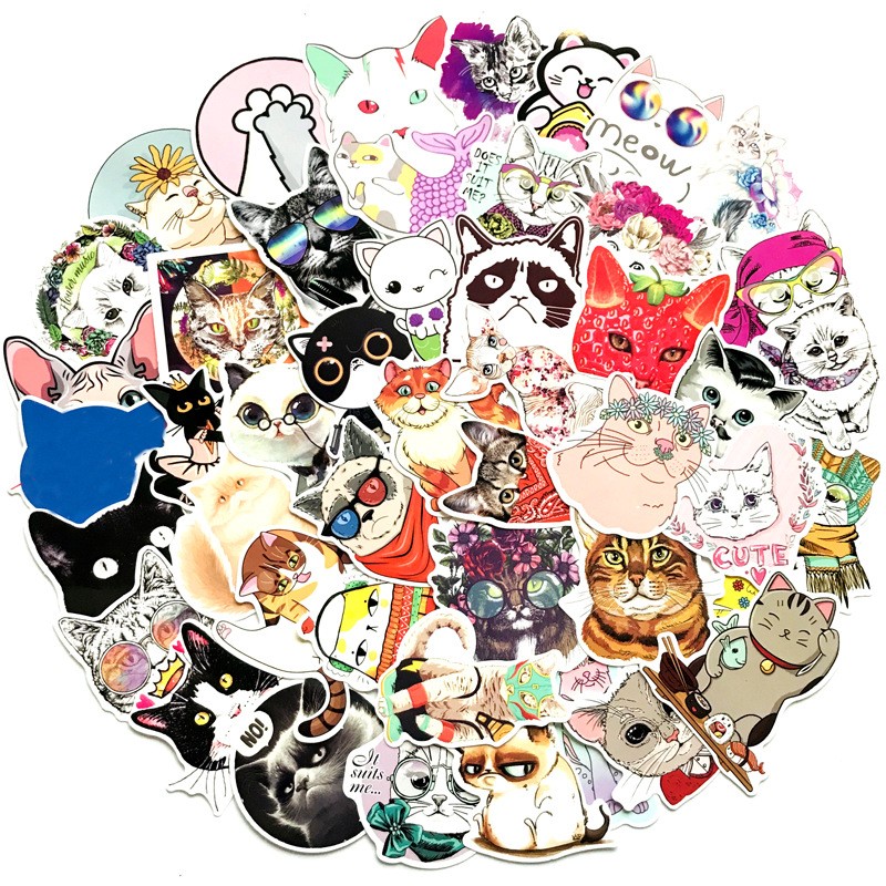 Sticker 50 miếng hình dán Cat collection - hàng nhập khẩu