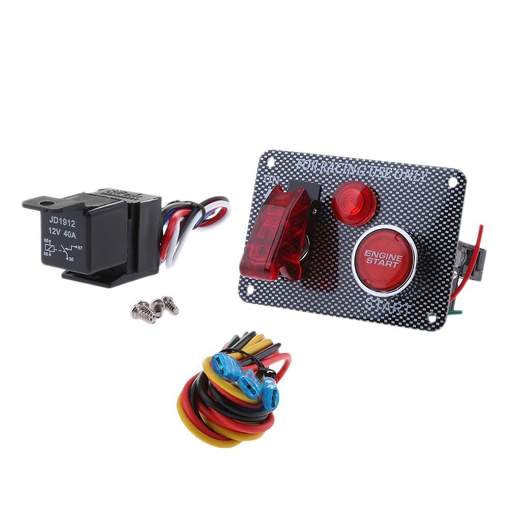 12V Racing Car Ignition Switch LED Toggle Switch Button Panel Kit