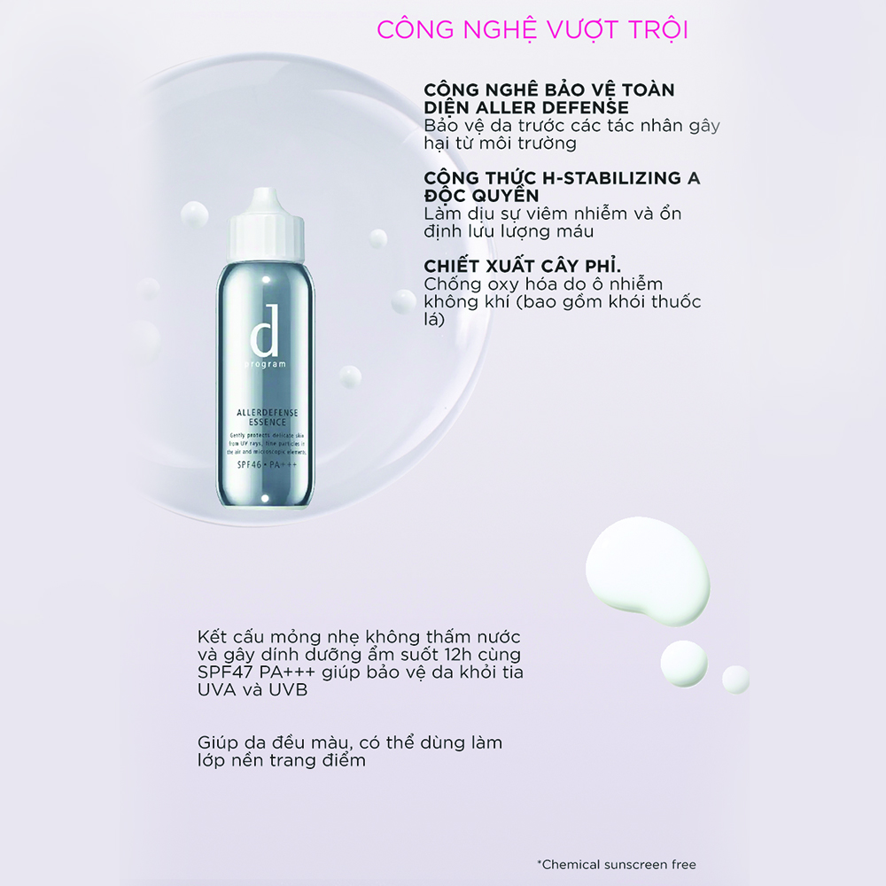 Combo 2 Tinh chất chống nắng bảo vệ da khỏi bụi mịn và ô nhiễm môi trường d program Allerdefense Essense 40ml