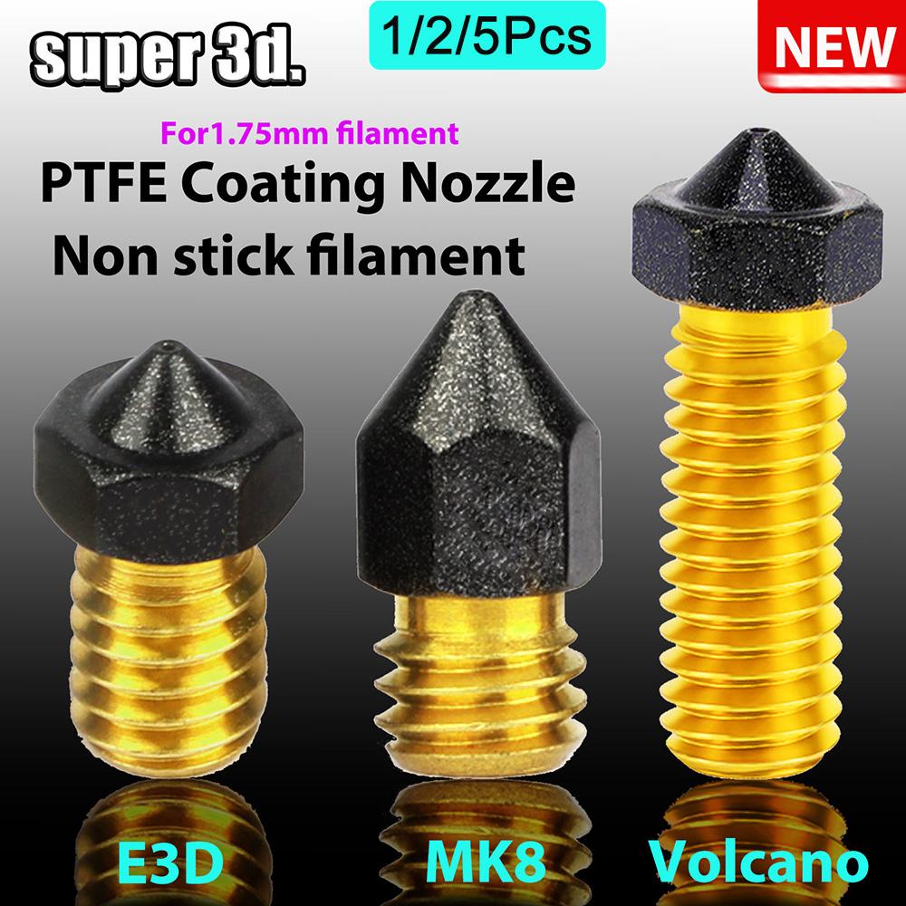 1/2/5PCS MK8/E3D/Volcano Brass PTFE NOZZE được tráng dây Non Stick 0,2/0,3/0,4/0,6/0,8/1,0mm Máy in 3D Ender 3 Envio GRATIS