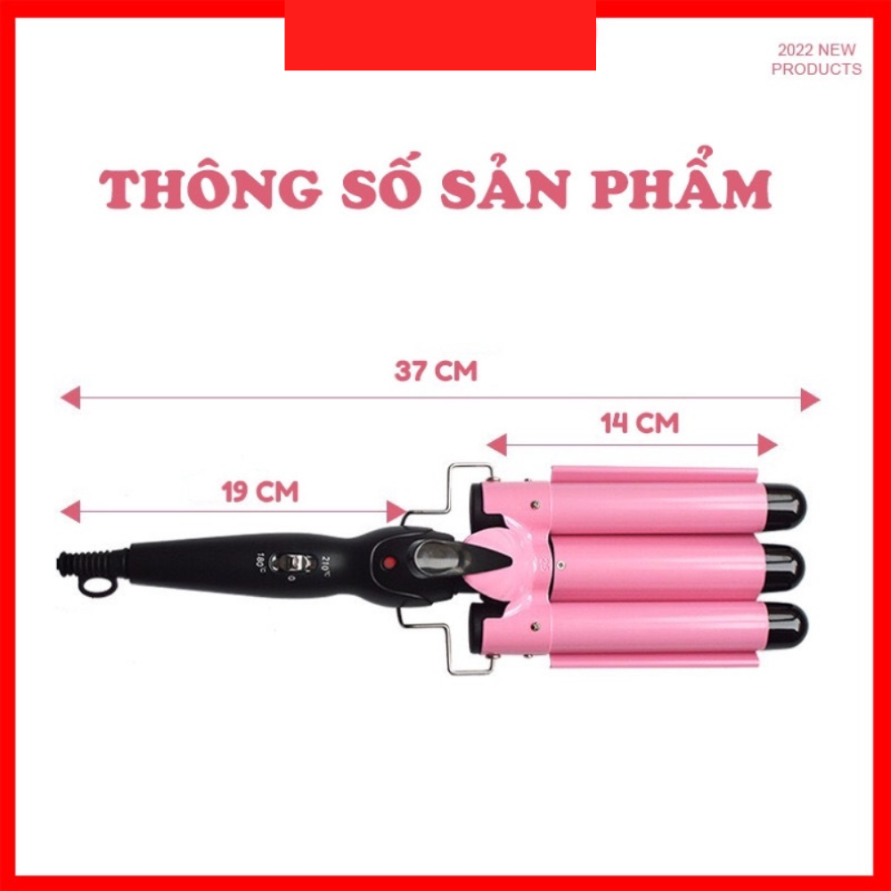 Máy uốn tóc xoăn sóng 3 trục dập sóng nước, máy uống làm tóc đẹp chuẩn salon size 22mm, 25mm