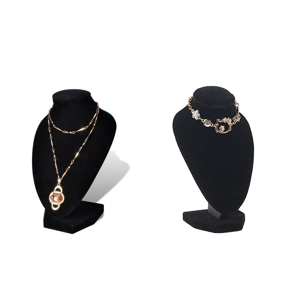 2x Store Home Black Velvet Necklace Bust Jewelry Rack
