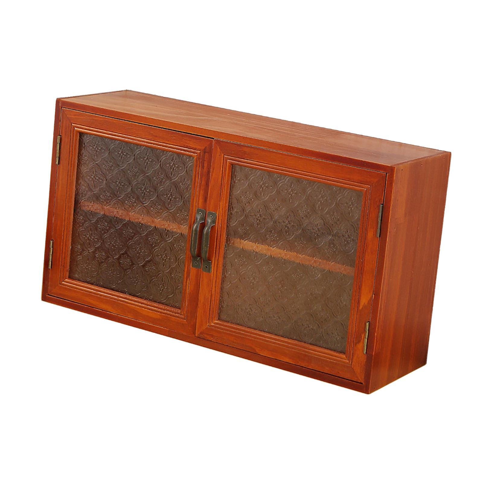 Wood Storage Cabinet Action Figures Display Shelf 2 Tiers Multipurpose Desktop Display Rack Shelf for Pantry Mugs Action Figures Cups