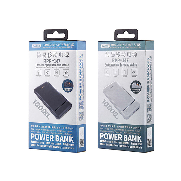 Pin Dự Phòng 10000mah Remax RPP-147 Jany Series 2 cổng USB - Hàng nhập khẩu