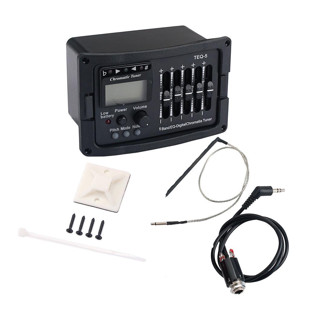 5-Band Acoustic Guitar Preamp EQ Piezo Pickup LCD Tuner for Guitar Parts Accessories