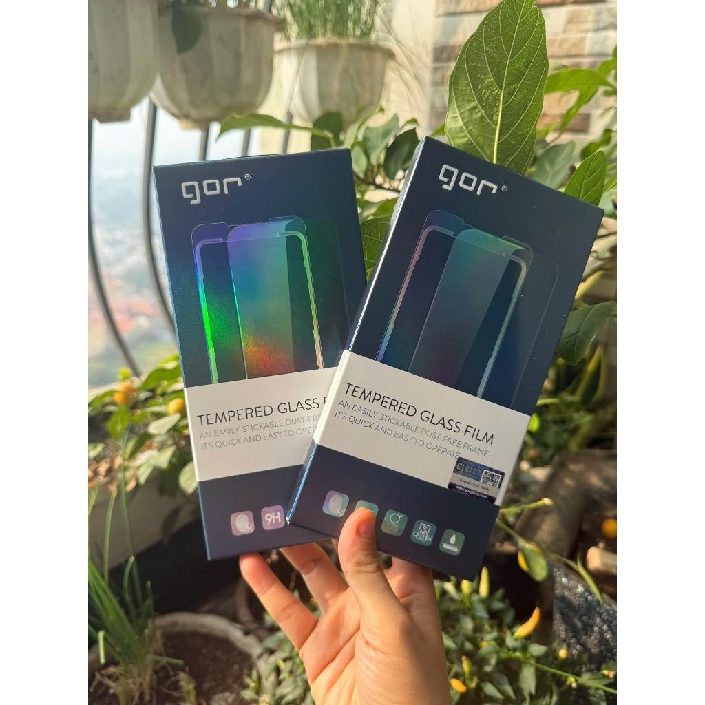 Kính Cường Lực GOR iPhone 17 Pro Max có KHUNG TỰ DÁN trong suốt (hộp 2 miếng)