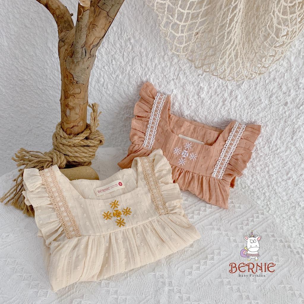 Váy hè cho bé gái 9m-6 tuổi sát nách phối ren, Đầm babydoll trẻ em vải cotton ren nhẹ thoáng mát
