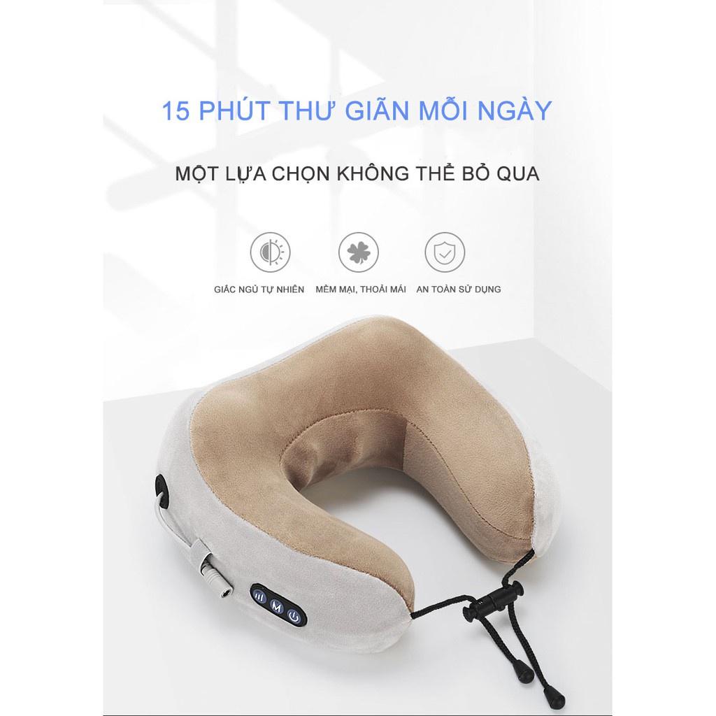 Gối massage cổ chữ U cao cấp đa năng mát xa cổ tiện dụng, matxa cổ vai gáy Gối Du lịch Dễ dàng sử dụng