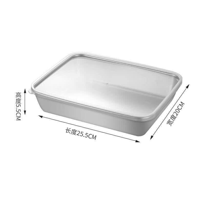 Hộp Đựng Thức Ăn Inox 304 Size Lớn Có Nắp Đậy, Khay Inox Đựng Thực Phẩm Chống Gỉ