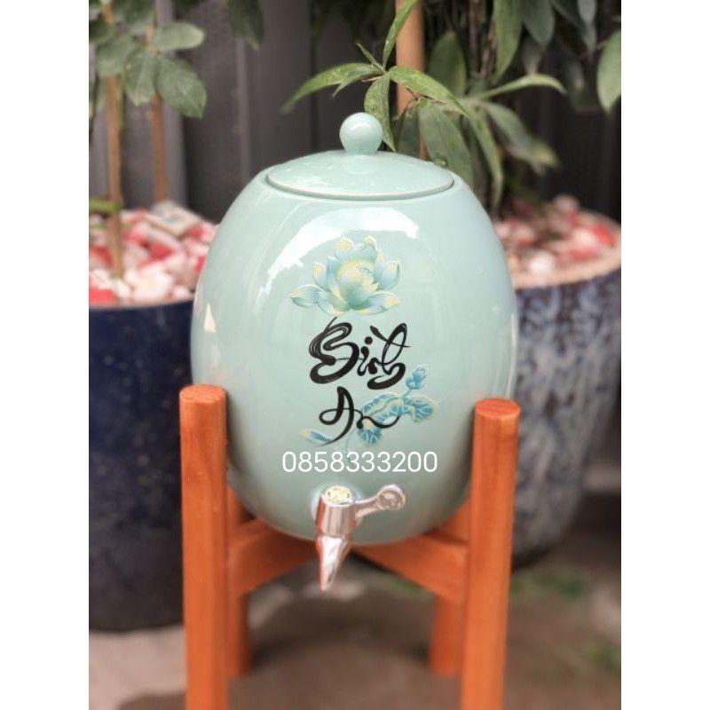 Bình nước 5 lít, vòi inox. Hàng sứ Bát Tràng