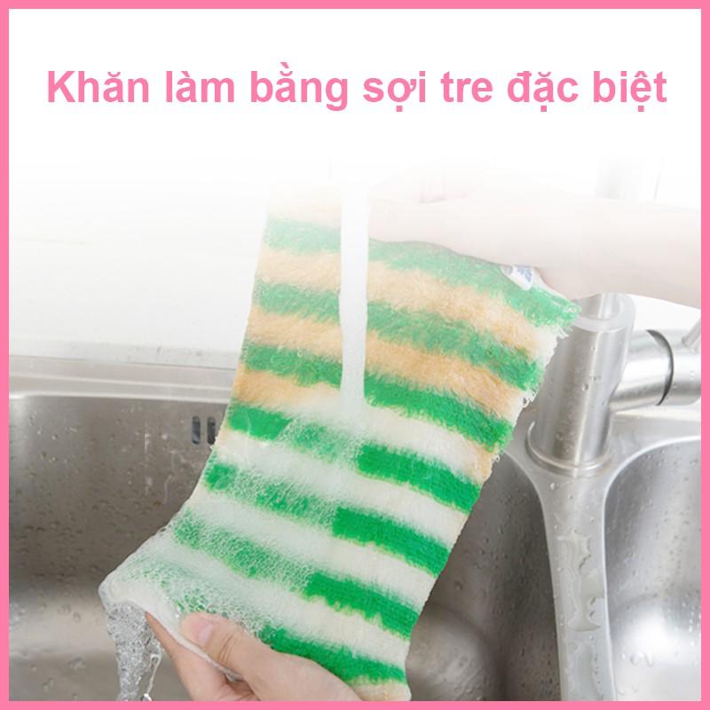 Khăn lau sợi tre MyJae Đài Loan 23cmx18cm lau bếp lau tay đa năng siêu bền đánh bay đầu bẩn