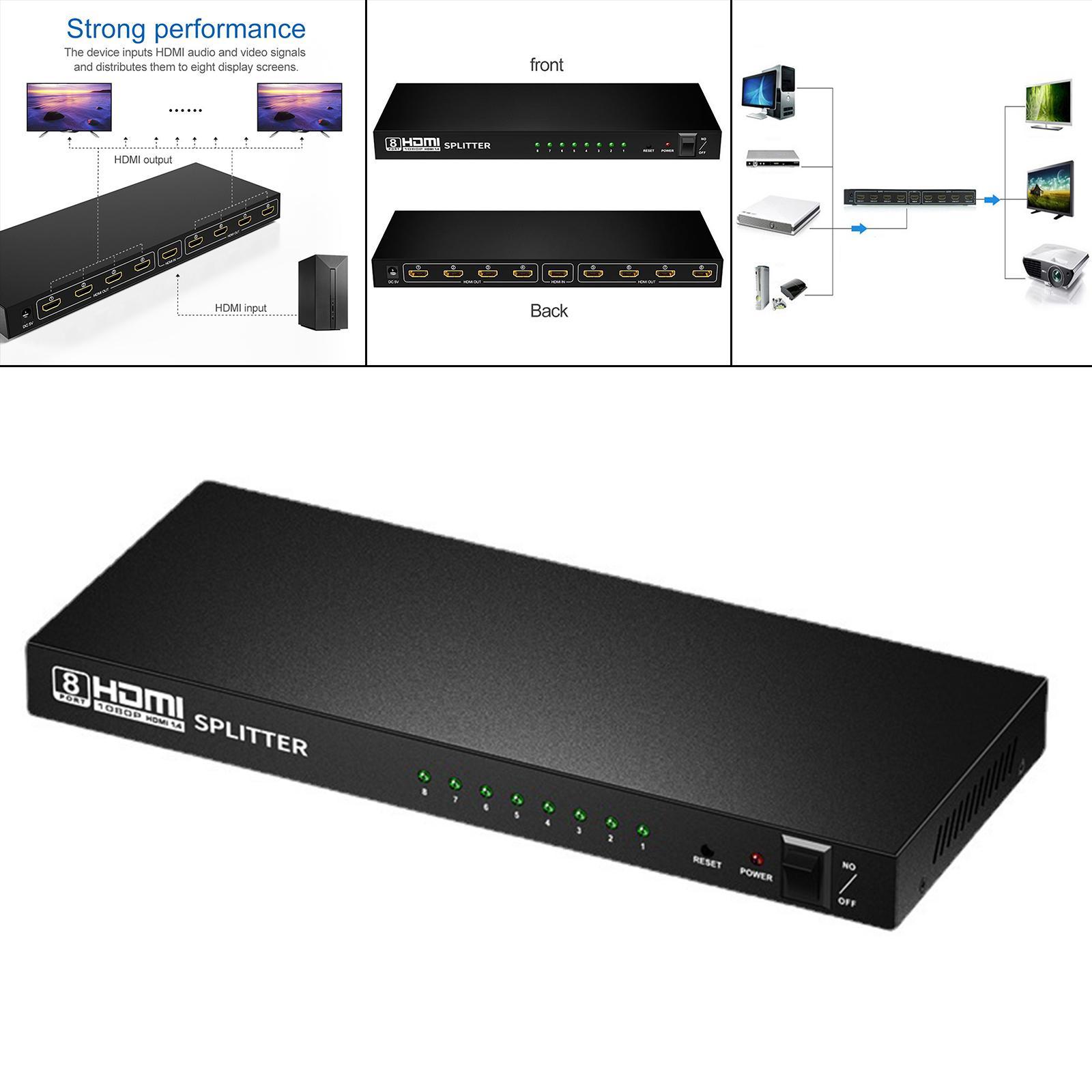 Splitter 1 in 8 Out High Resolution for DVD PS3 Office Teaching