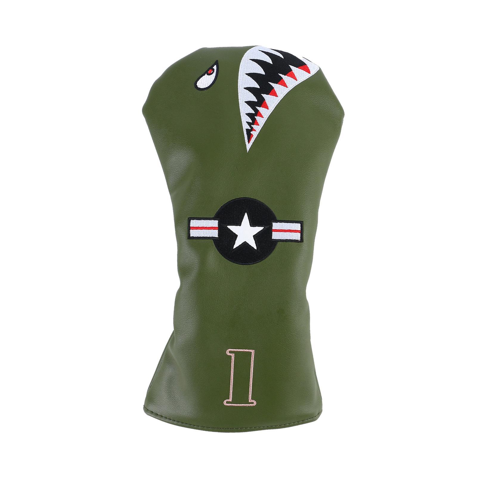 PU Leather Golf Club Headcover Non Slip Long Neck for Woods Driver Fairway Hybrid