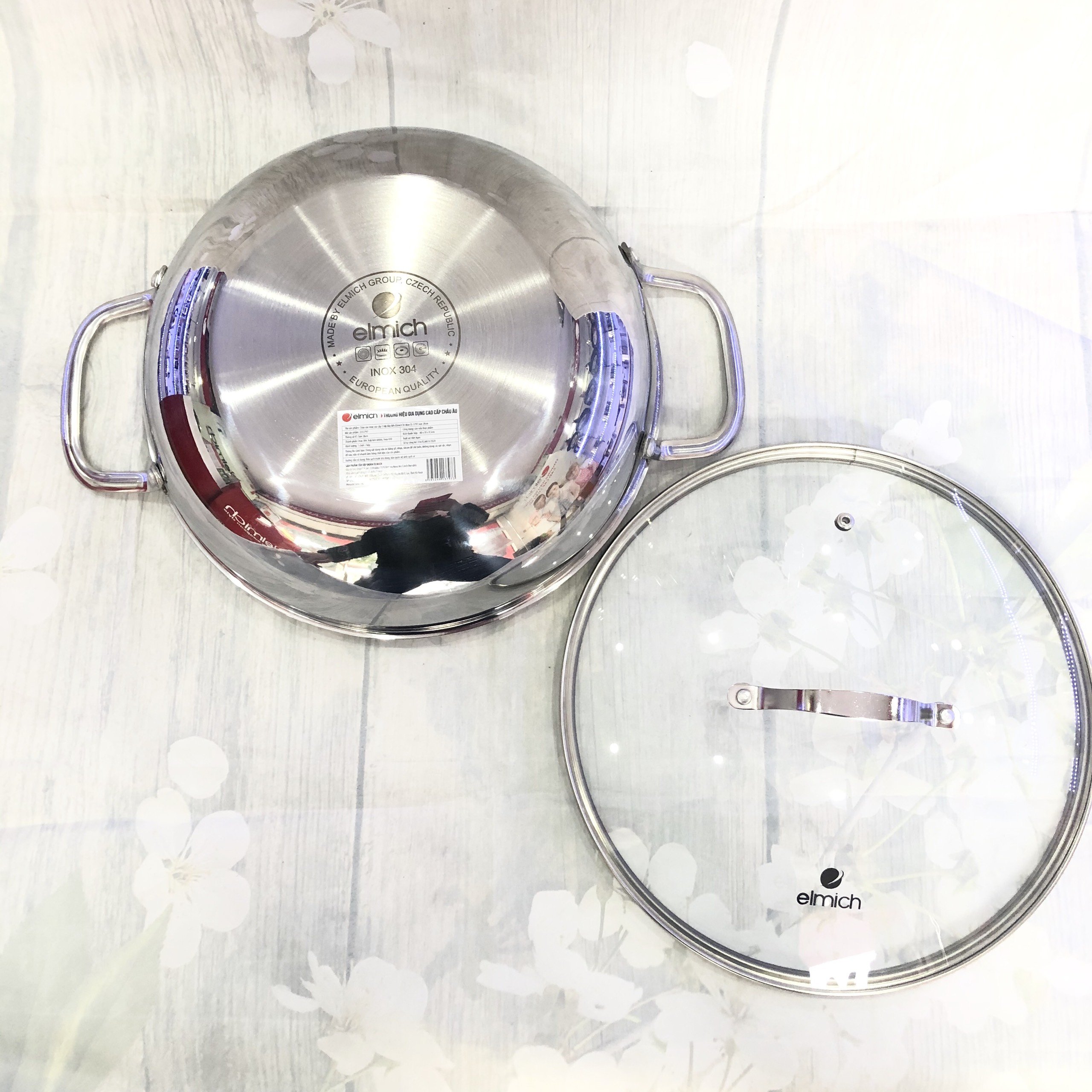 Chảo Xào Kiêm Nồi Lẩu inox cao cấp 3 lớp đáy liền ELMICH TRI-MAX - Hàng Chính Hãng