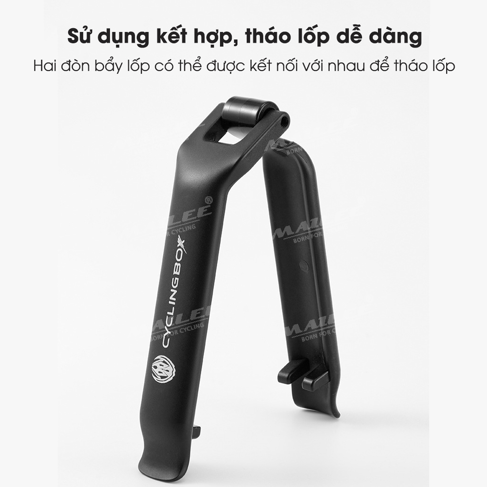 Thanh lốp nạy lốp bánh xe đạp và chà vá săm lốp xe đạp đa năng CyclingBox BMX, chất liệu nhựa POM kèm 48 miếng vá - Mai Lee