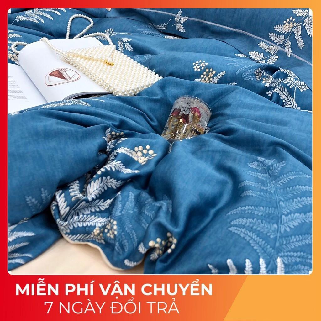 Bộ chăn ga gối lụa Tencel 60s, 4 món tiêu chuẩn, siêu mát, mịn, Freesize, họa tiết sang trọng
