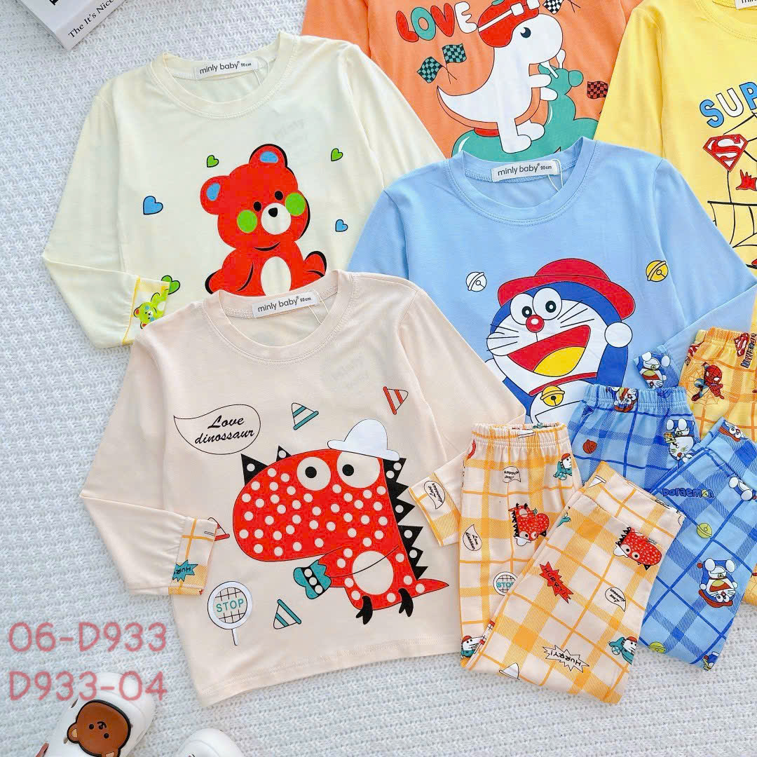 Đồ bộ ngủ dài tay cho bé trai, bộ ngủ dài tay bé trai size 5-26KG chất thun lạnh mềm mịn mát