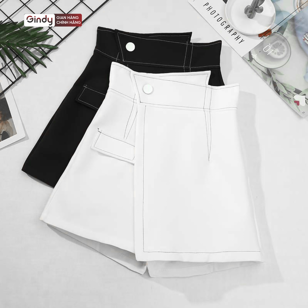 Chân váy chữ a cạp cao công sở GINDY sẻ tà cạp cao chỉ nổi cao cấp co giãn tốt tôn dáng V001
