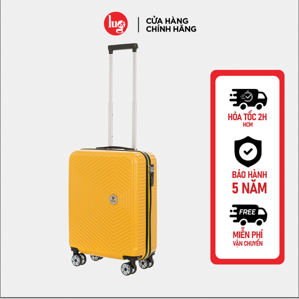 Vali Kéo Du Lịch Lug Thương Hiệu Aber Ab1195 Size 20, Nhựa Abs Hạn Chế Trầy Xước, Khóa Số Bảo Mật An Toàn - Yellow - 20Inch