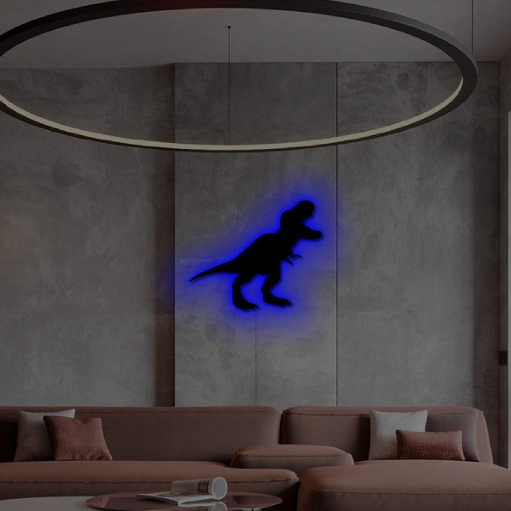 Đèn neon hắt tường hình KHỦNG LONG BẠO CHÚA - Phù hợp trang trí tường, để bàn, phụ kiện decor nhà