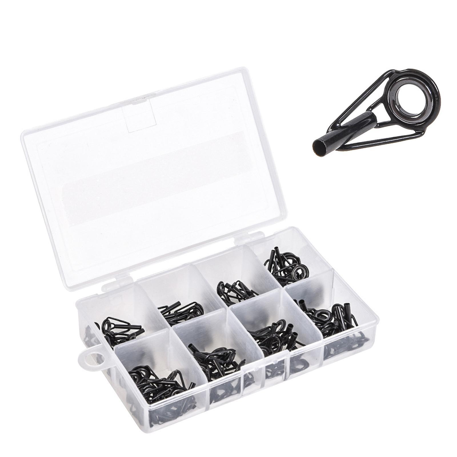 80Pcs Fishing Rod Tips Stainless Steel Repair Kit Ceramic Rings   Tips