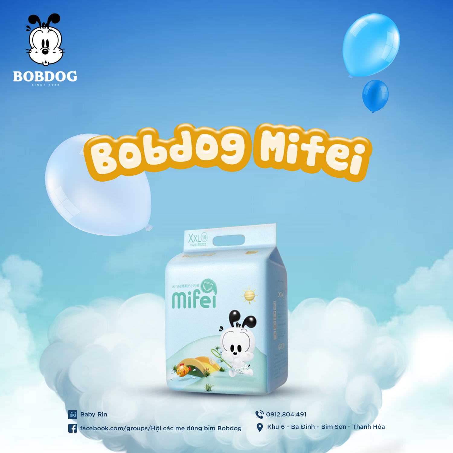 Tã quần Bobdog Mifei size L22/XL20/XXL18 miếng