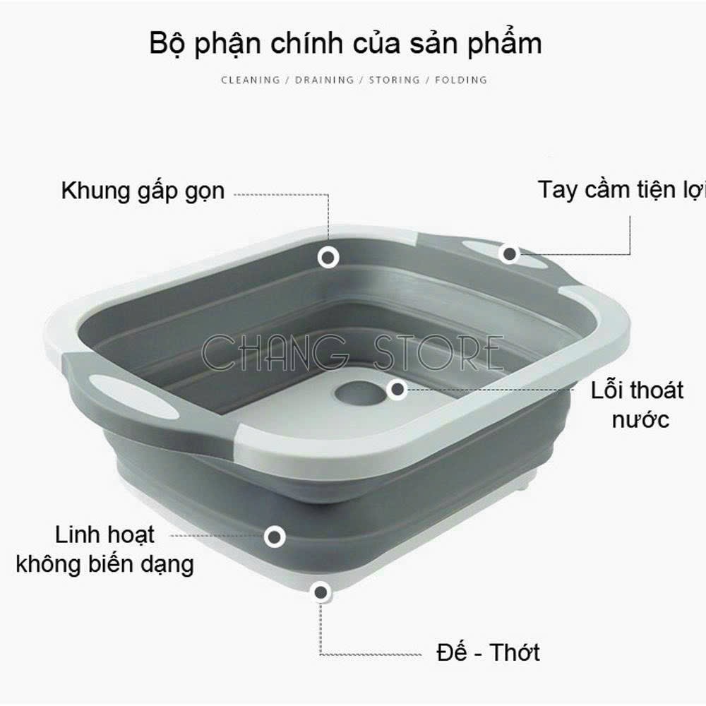Thớt kiêm Chậu gấp gọn đa năng tiện dụng 3 in 1