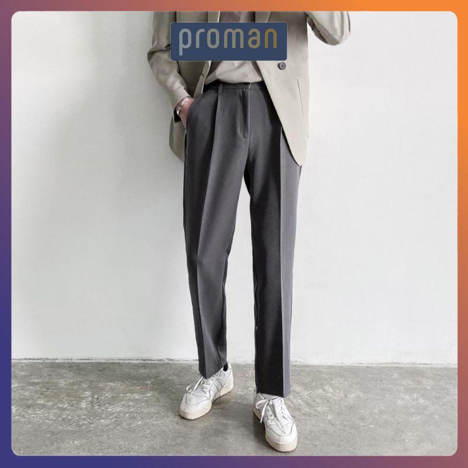 Quần baggy nam ống rộng, quần ống suông nam dáng Baggy vải lụa hàn co giãn, không nhăn không xù AU01 PROMAN