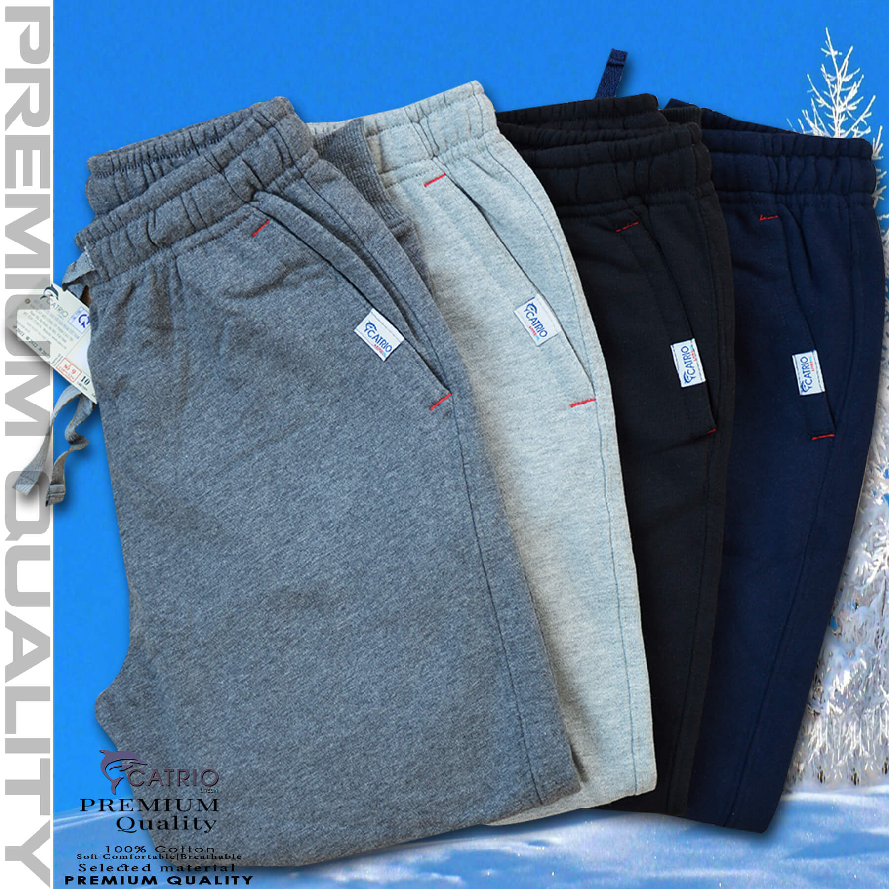 Quần dài bé trai vải 100% cotton màu ĐEN là quần nỉ trẻ em CATRIO từ 9 tuổi đến 18 tuổi phù hợp thời tiết se lạnh mùa thu đông với kiểu dáng thể thao tuyệt đẹp