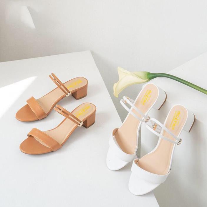 Giày sandal cao gót 3p quai ngang thời trang