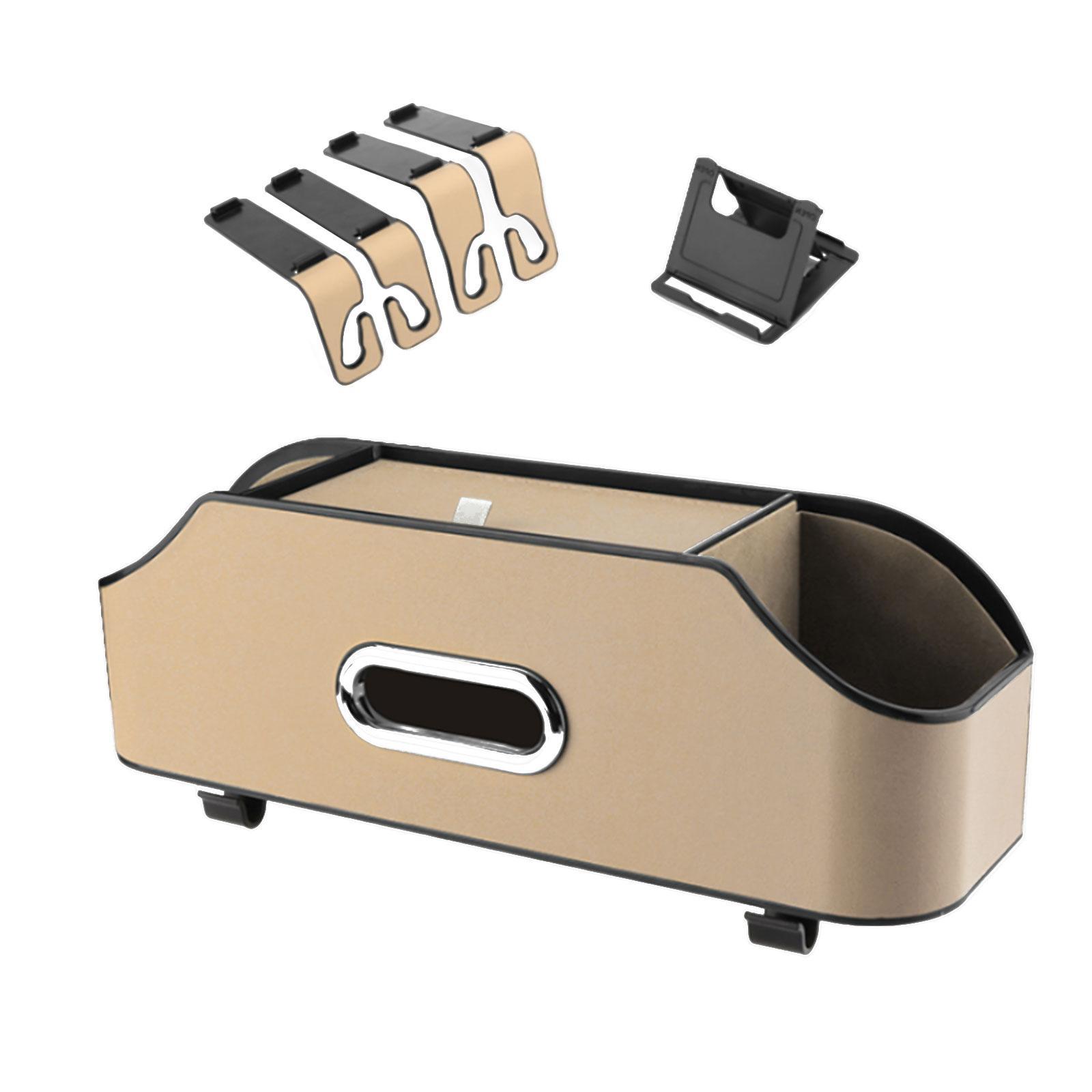 Car Seat Back Organizer Tissue Holder with Hooks Hanger Backseat Storage Box