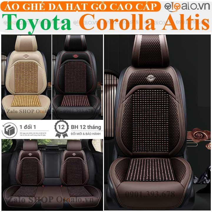 Áo trùm lót bọc ghế da xe ô tô Toyota Corolla Altis da hạt gỗ tự nhiên CAO CẤP