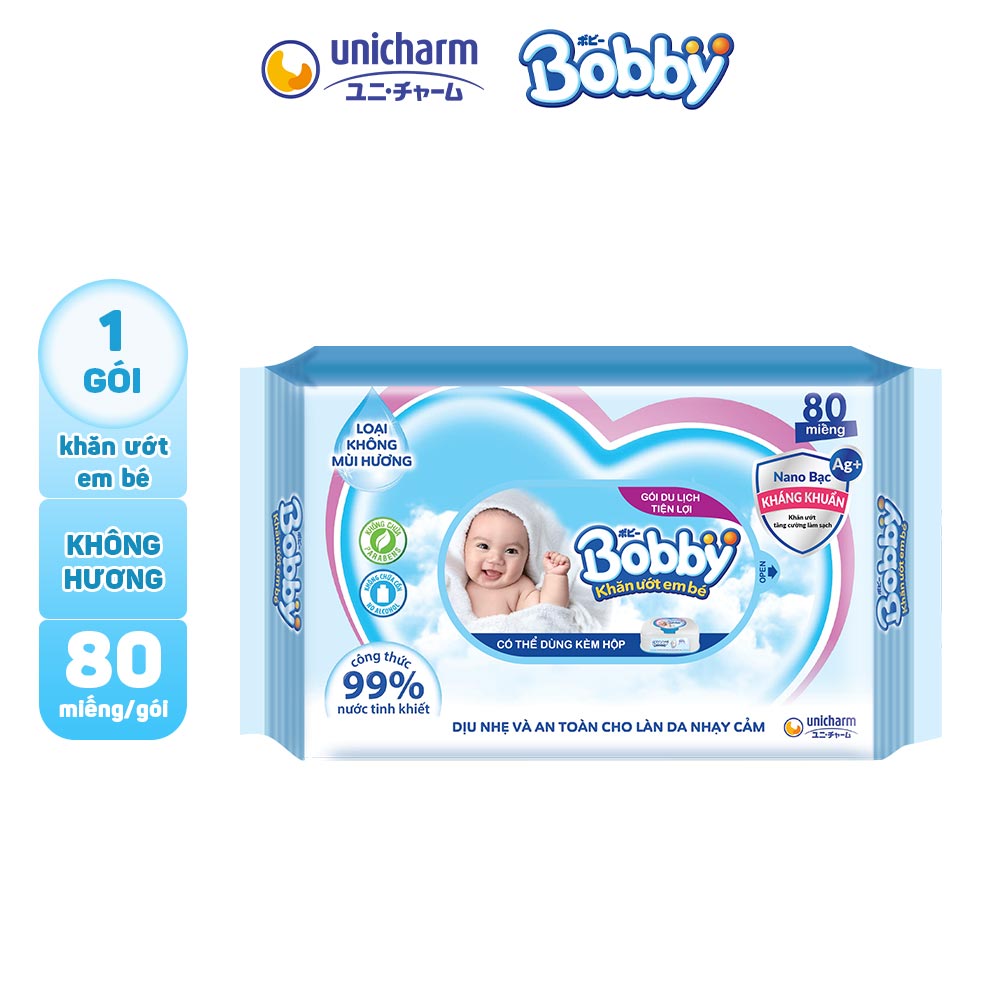 Khăn Ướt Bobby Care Gói Bổ Sung 80 Tờ