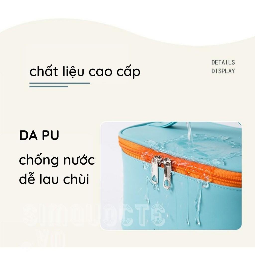 Túi đựng mỹ phẩm đồ trang điểm hình hộp chất liệu da sang trọng chống thấm nước