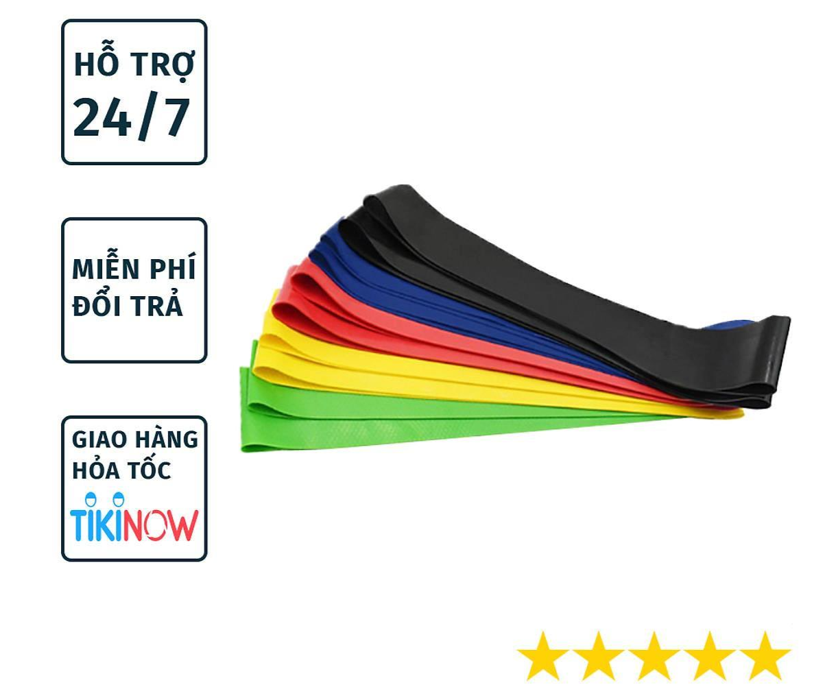 Hình ảnh Bộ 5 dây đàn hồi tập gym, dây đàn hồi mini band tập yoga dây đàn hồi kháng lực cao cấp, dây đàn hồi tập thể dục