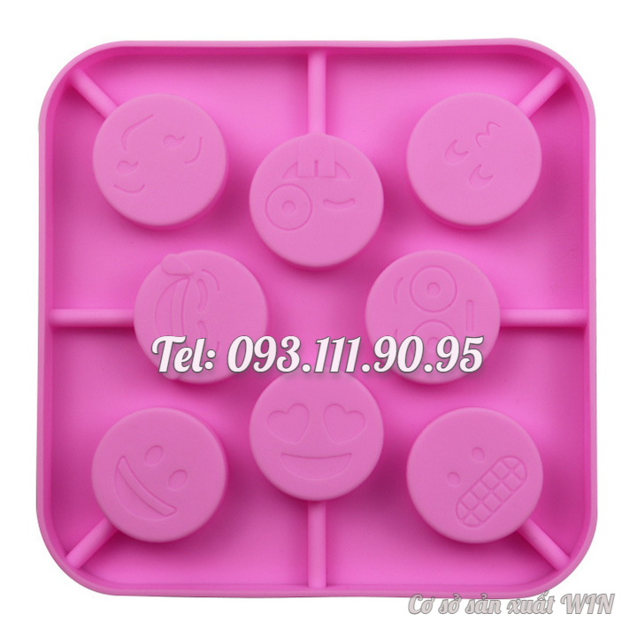 Khuôn silicon làm bánh, rau câu, socola, kẹo dẻo 8 mặt cười biểu cảm – Mã số 1216