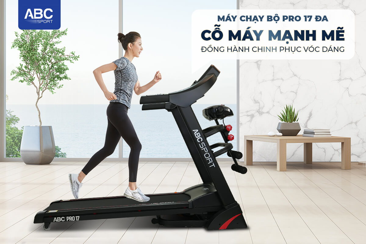 Máy chạy bộ đa năng ABCSPORT PRO17 khung sườn chắc chắn thiết kế nhỏ gọn tiết kiệm không gian, dành cho khách ở nhà diện tích nhỏ- chung cư