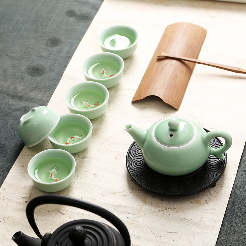 Bộ Bình Trà Gốm Sứ Tráng Men Cao Cấp