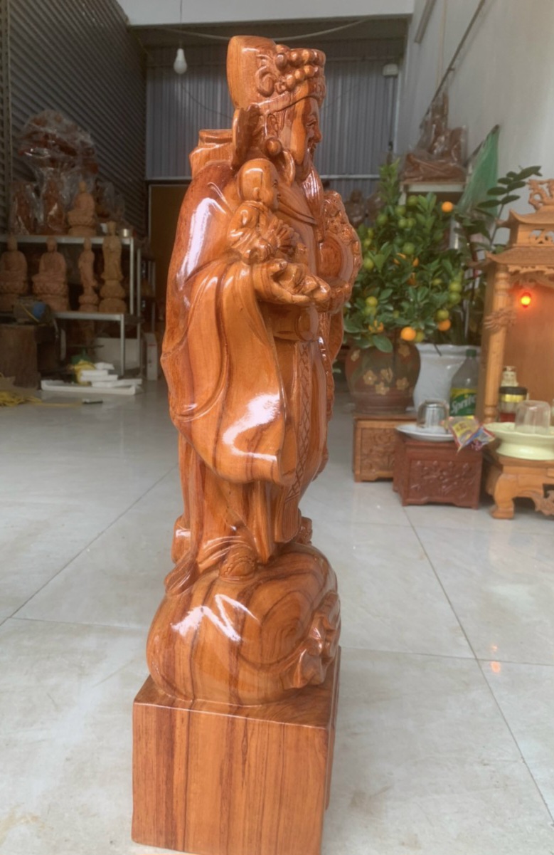 Tượng ông thần tài gỗ hương đá kt cao 60×20×15cm