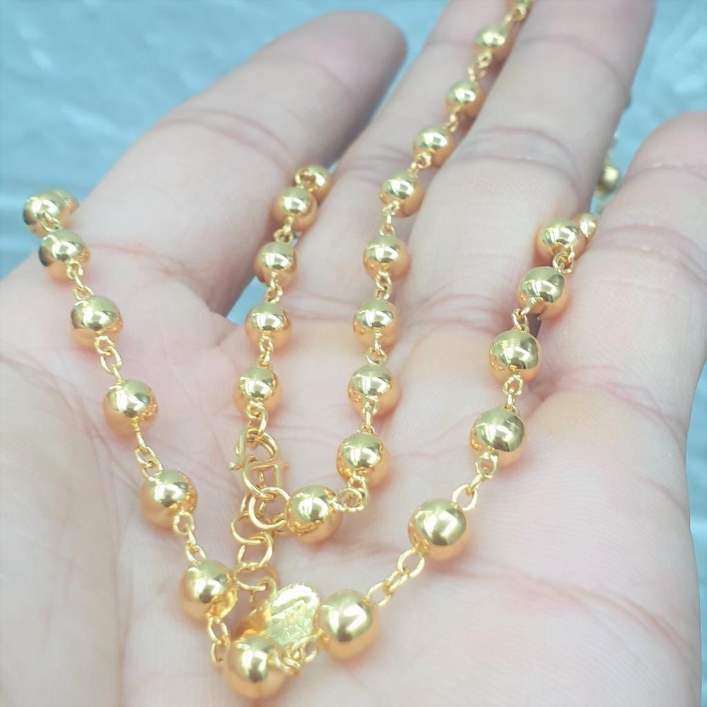 Dây Chuyền Bi 5mm Nữ Rỗng Trơn Cao Cấp -Dùng lâu dài tắm rửa thoải mái không phai