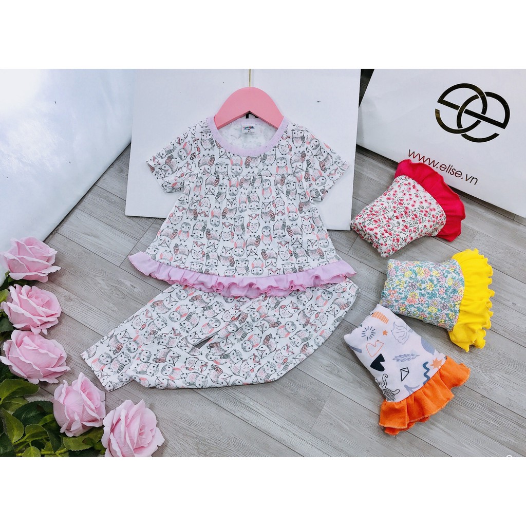 Đồ bộ bé gái, Bộ quần dài áo tay ngắn cho bé gái từ 8-20kg chất cotton hàng xuất mềm mịn mát