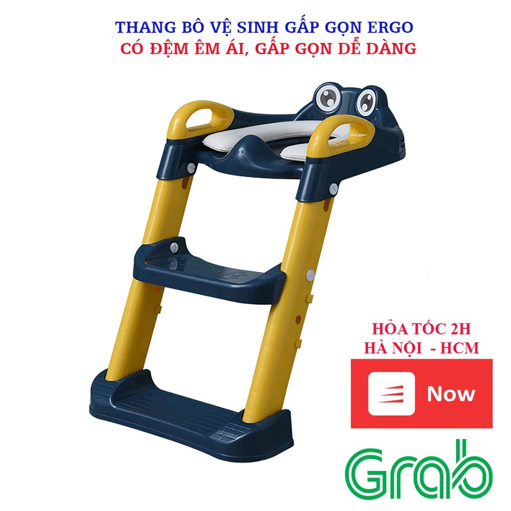 Thang bô vệ sinh Ergo có nắp thu nhỏ bồn cầu gấp gọn tiện lợi dùng cho bé trai và bé gái có sẵn tay vịn đi kèm