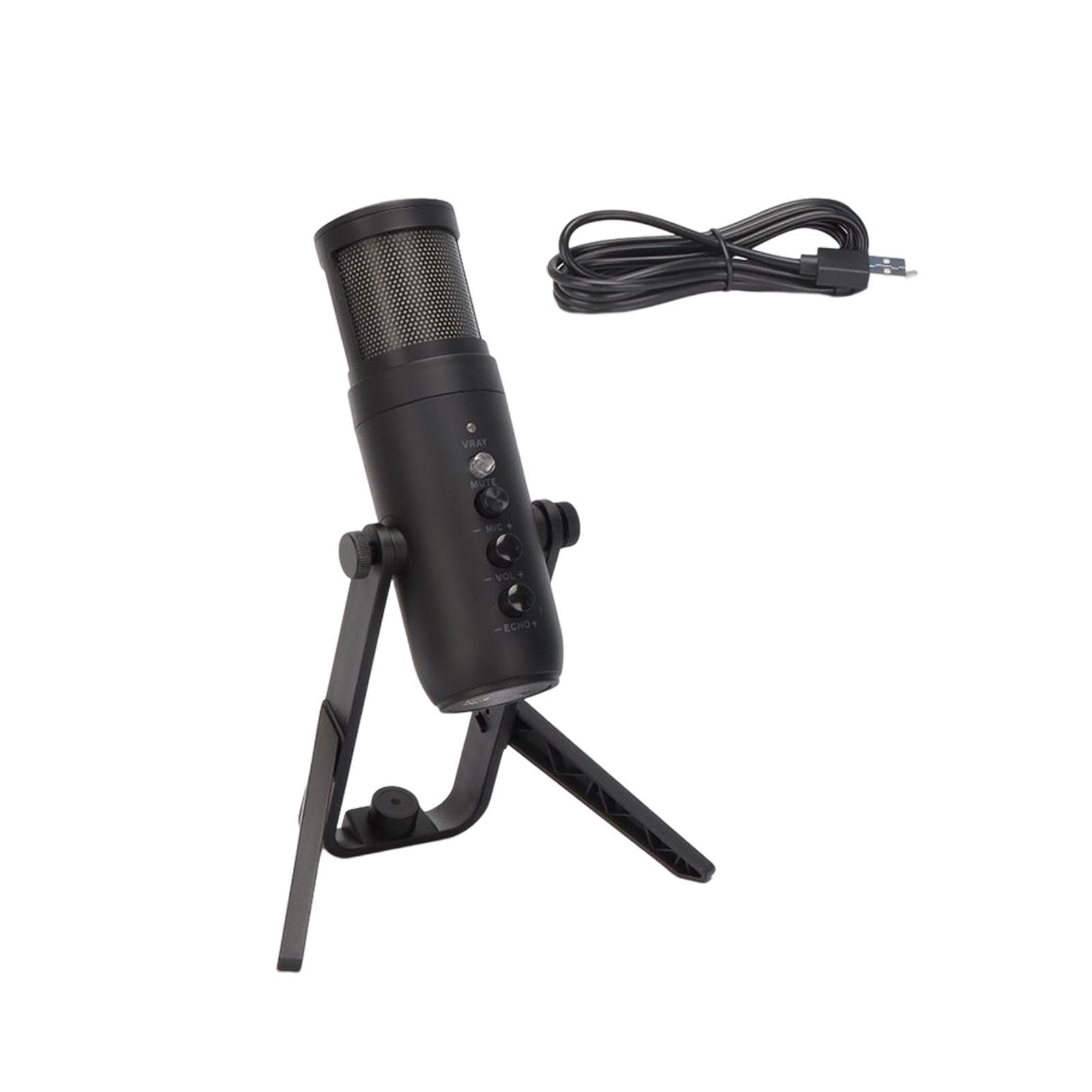 USB Computer Microphone Cardioid  Work Mic Condenser Microphone for PC Laptop Desktop with RGB Light Mute Button