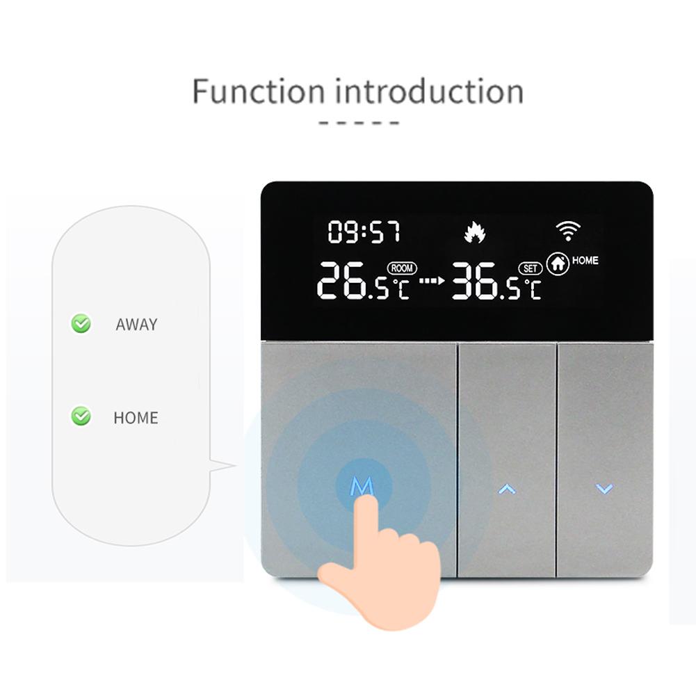 I8HGA Tuya WiFi Intelligent Temperature Controller Thermostat Backlight Brightness Automatic Adjustment Home Away Mode Mobilephone APP Remotes Control Compatible with Alexa Google Home Voice Control