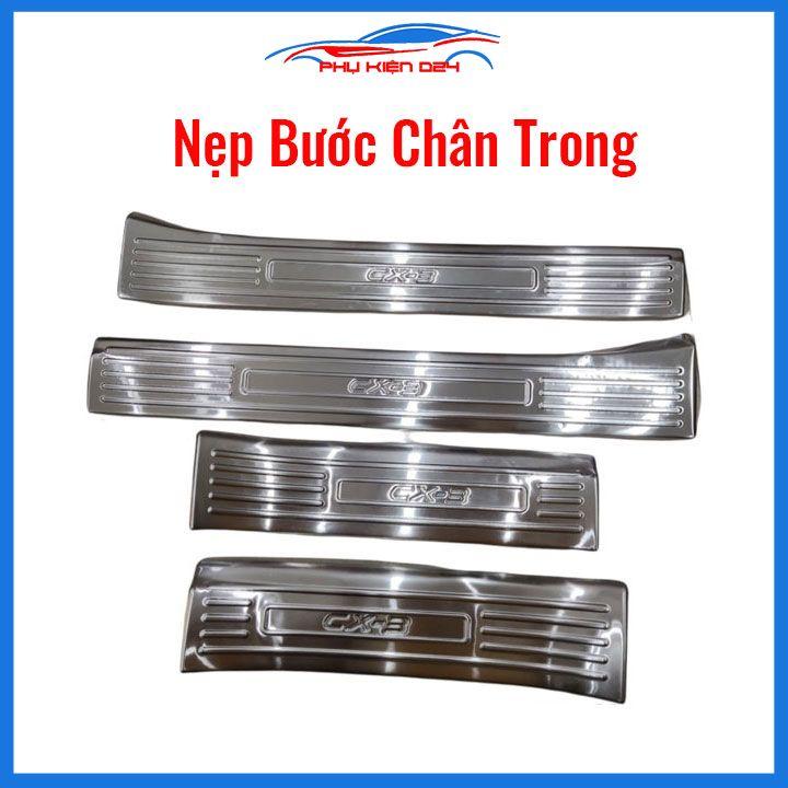 Ốp bậc cửa, nẹp bước chân INOX cho xe Mazda CX3, CX-3 2021-2022-2023