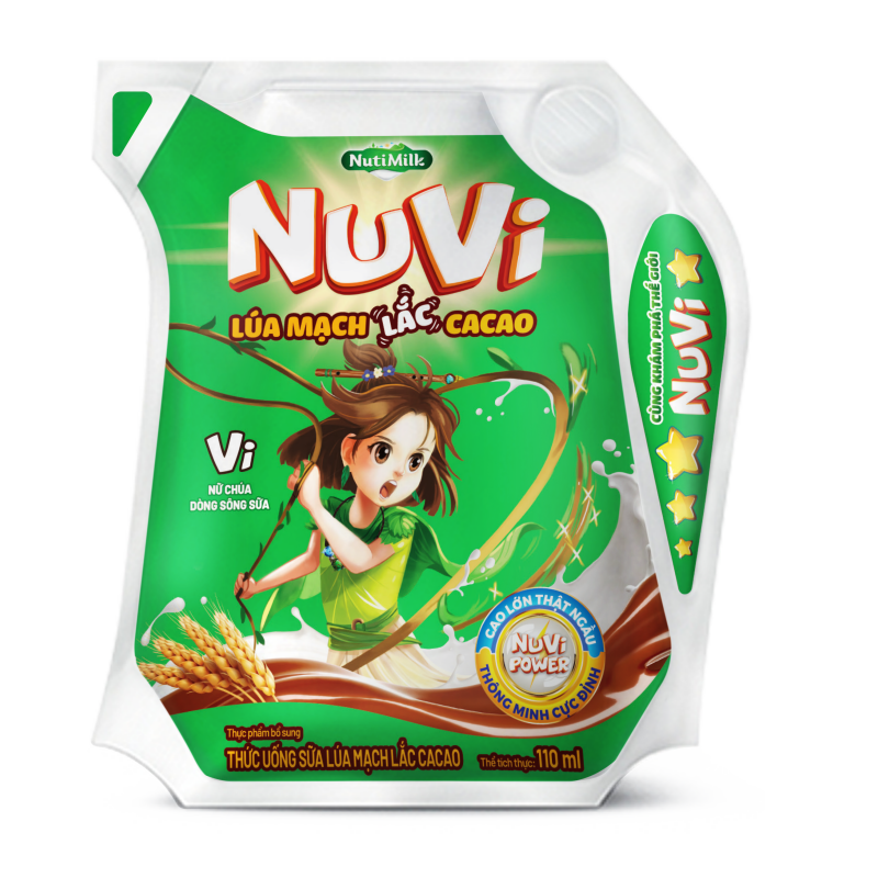 NuVi Sữa Lúa mạch Lắc Cacao túi NuVi Power 110 ml NLLT110TI NUTIFOOD