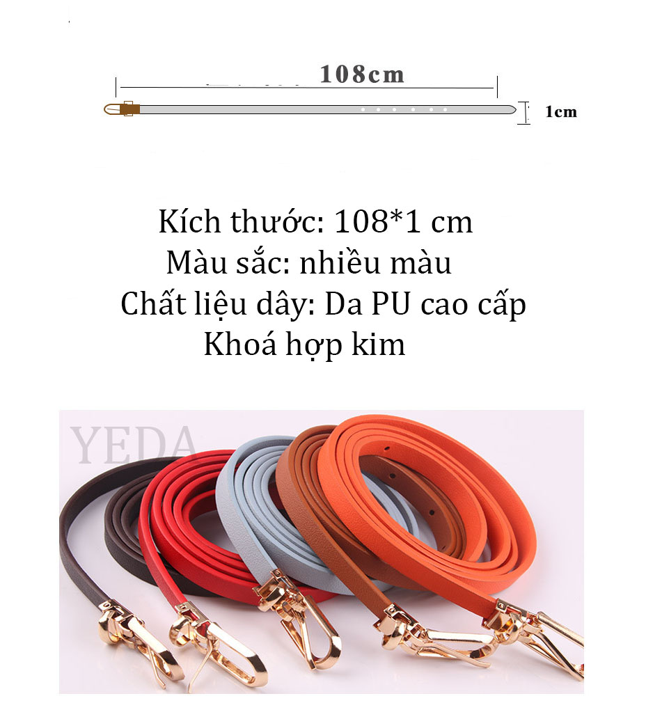 Thắt lưng nữ nhỏ xinh chất liệu da PU khóa kim loại mã 648