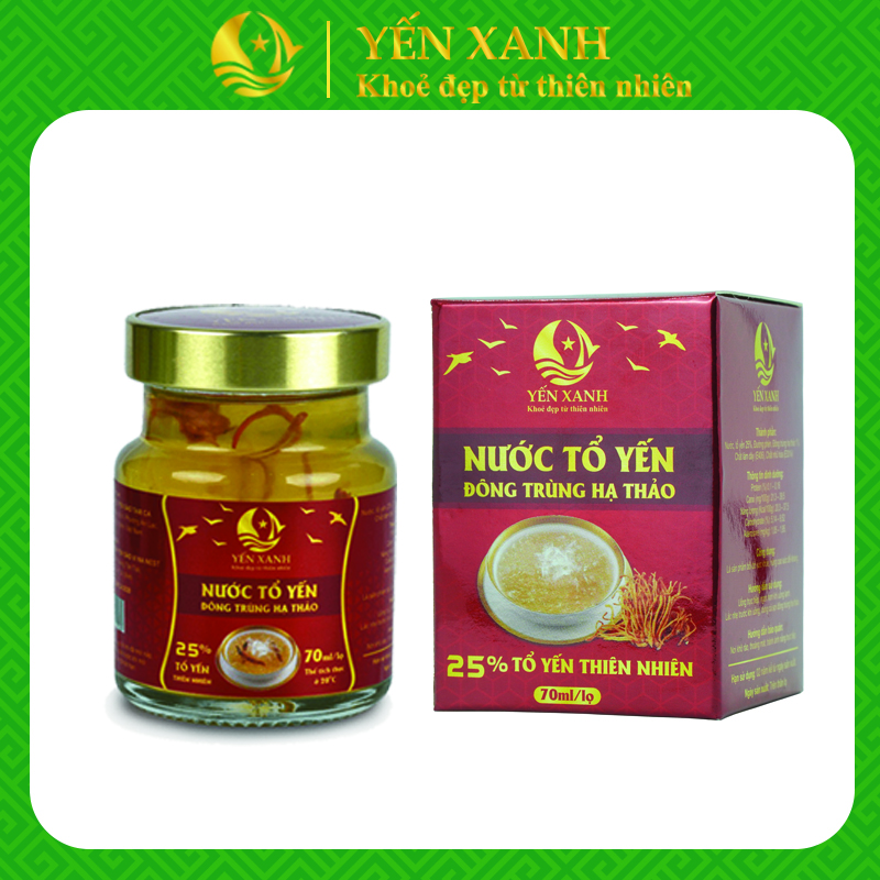 TỔ YẾN CHƯNG ĐÔNG TRÙNG HẠ THẢO - YẾN XANH (25% TỔ YẾN) - HỘP 1 LỌ