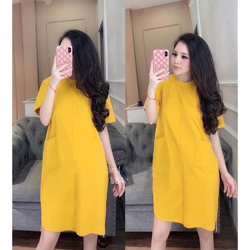 ĐẦM SUÔNG 2 TÚI PHỐI NÚT XINH